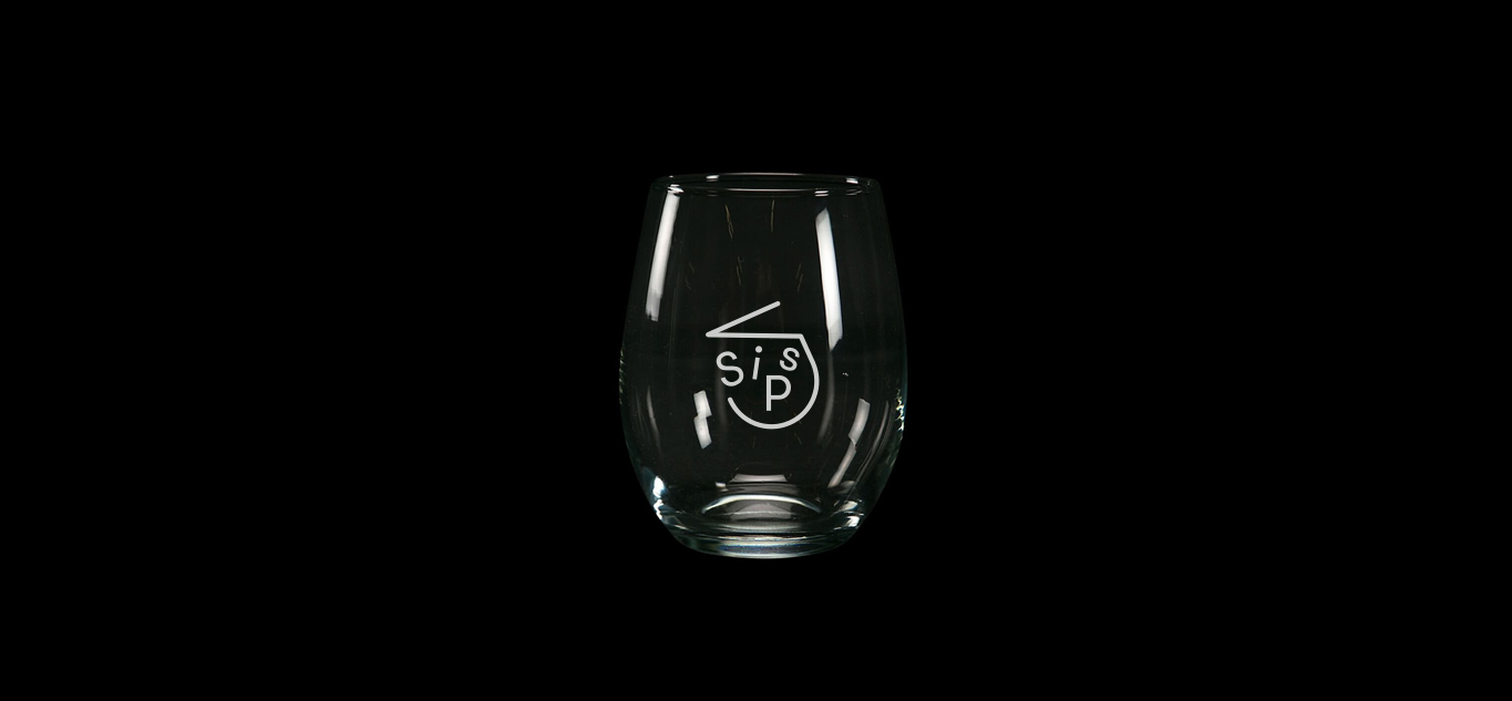 sips wine company logo on wine glass with black background